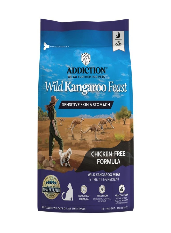 Addiction Wild Kangaroo Feast Dry Cat Food – Limited Ingredients, Novel Protein for Cats with Sensitive Skin & Stomach – Chicken Free & Grain-Free - Made in New Zealand 4lb - Image 1